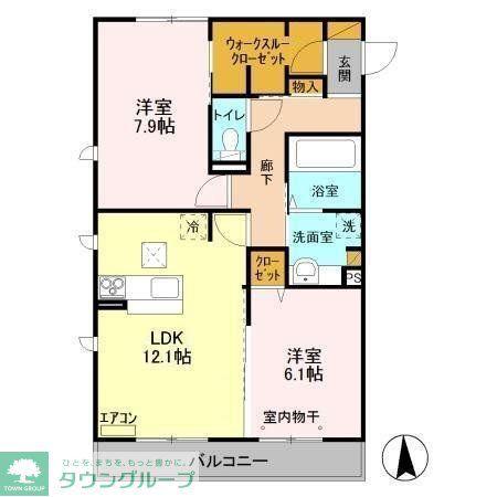 ハピネスストーム(2LDK/1階)の間取り写真