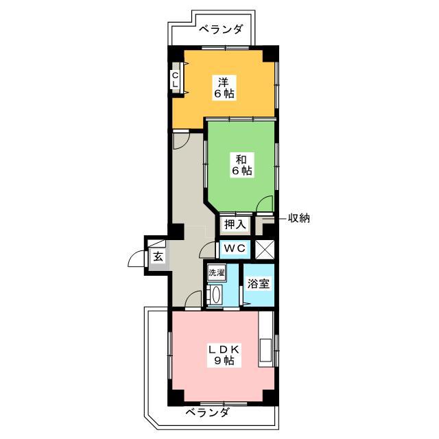 ESTAS大橋(2LDK/2階)の間取り写真