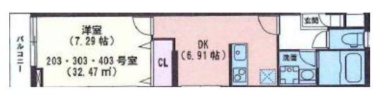スマートVILLA多摩川(1DK/4階)の間取り写真
