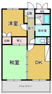 CROWN相生II(2DK/2階)の間取り写真