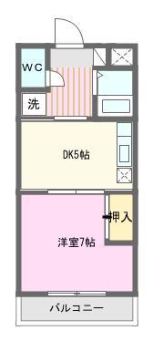 グランテット(1DK/4階)の間取り写真