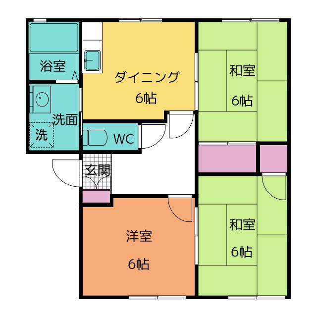 ドリーム&ドリーム(3DK/1階)の間取り写真