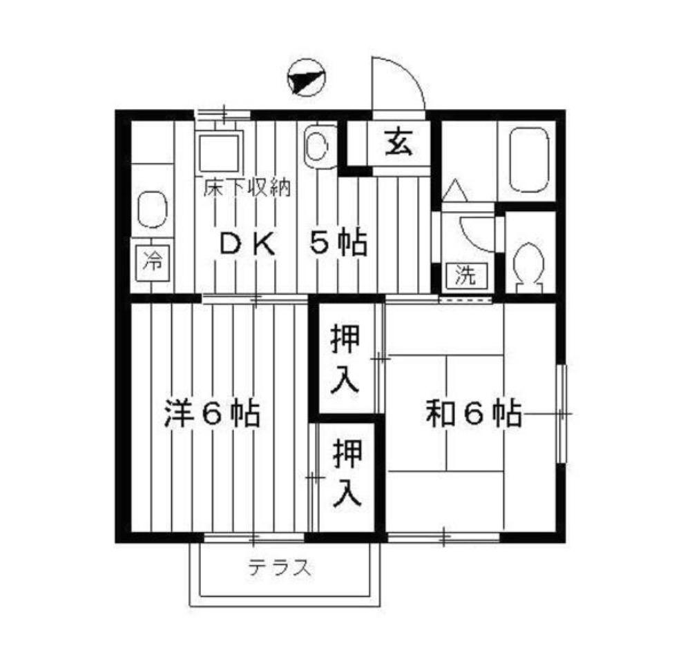 ガーデンコート(2DK/1階)の間取り写真