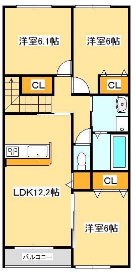 レーヴK・II(3LDK/2階)の間取り写真