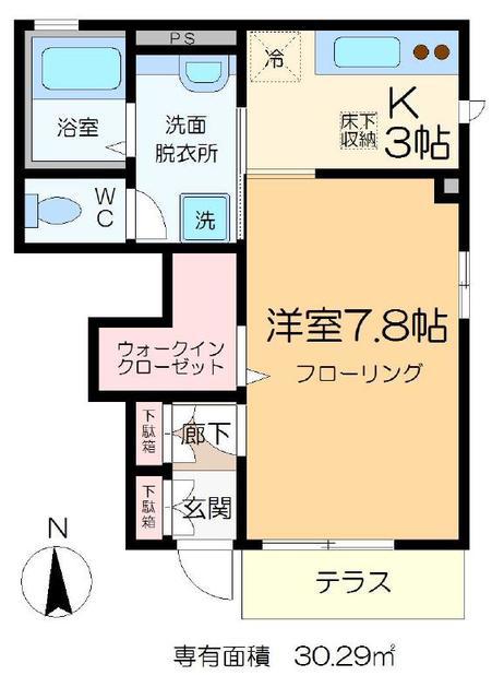 オプティマス(1K/1階)の間取り写真