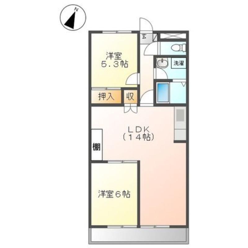 プルミエール(2LDK/4階)の間取り写真