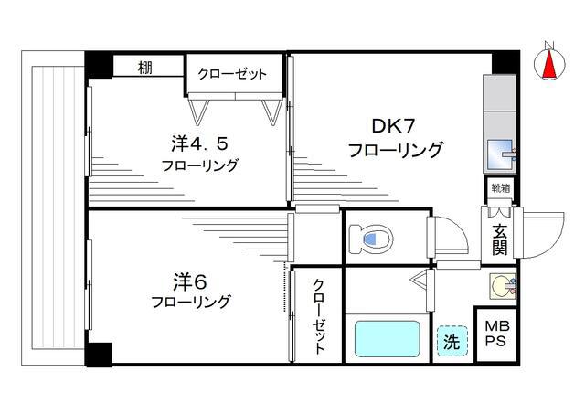 グリーンハイツK(2DK/3階)の間取り写真