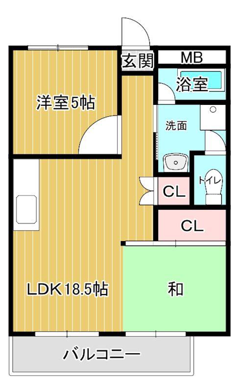 シティープラザ藤崎台(1LDK/2階)の間取り写真