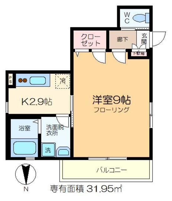 美研スタジオ(1K/2階)の間取り写真