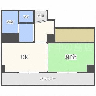 中の島セントラルコーポ(1DK/3階)の間取り写真
