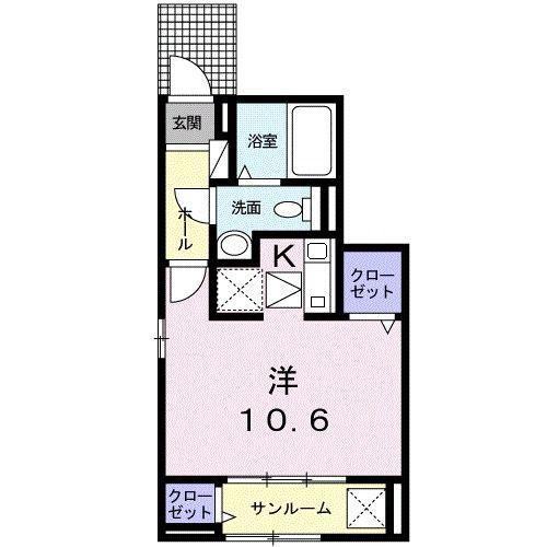 グレースヴィラココア(ワンルーム/1階)の間取り写真