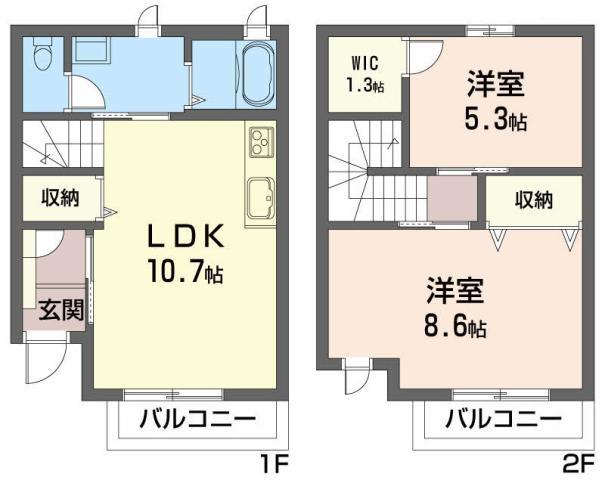 ハミングタウン II棟(2LDK/1階)の間取り写真