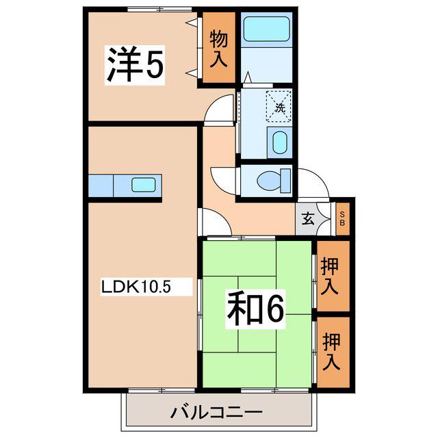 メゾンセモアA棟(2LDK/1階)の間取り写真