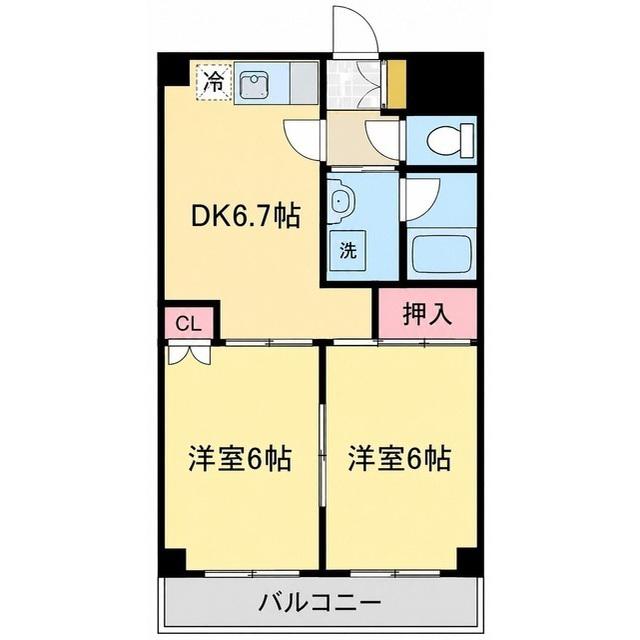 シティークレスト幸(2DK/2階)の間取り写真
