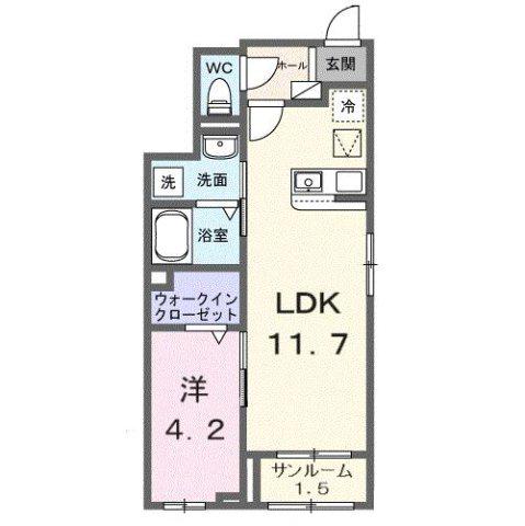 サジテール 青木島(1LDK/1階)の間取り写真