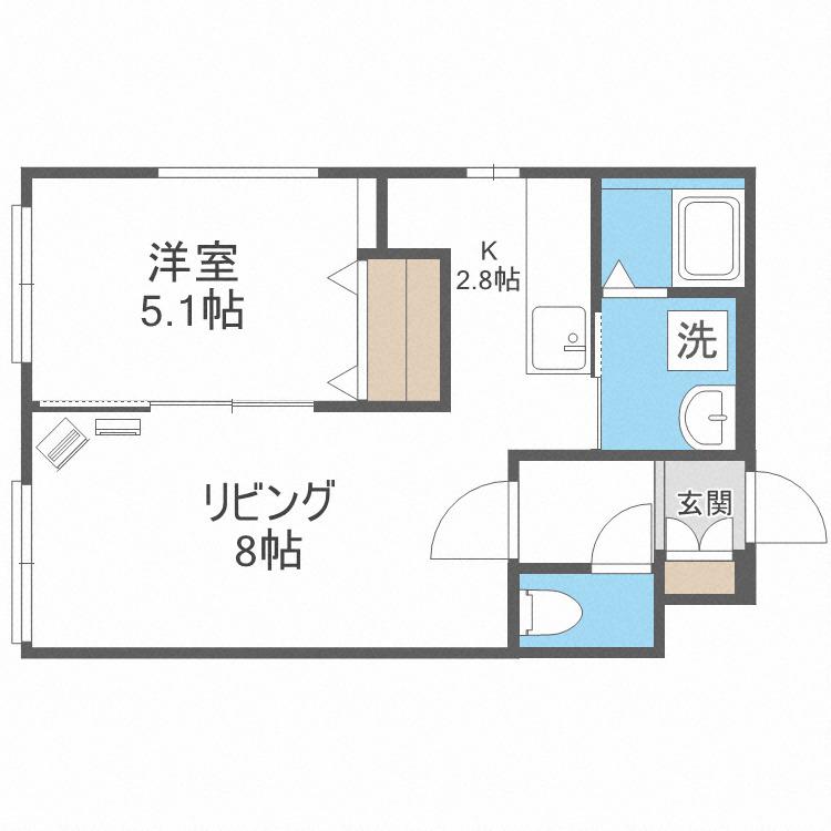 グランメール FPC北17条(1LDK/2階)の間取り写真