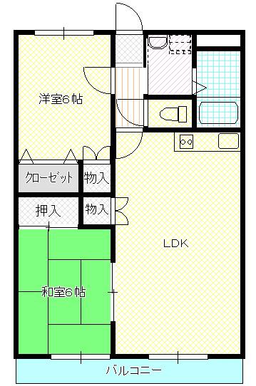 セントラルパレス愛(2LDK/1階)の間取り写真