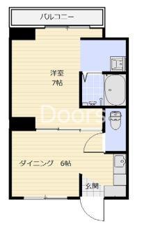 ヴィラナリー備前1号棟(1DK/3階)の間取り写真