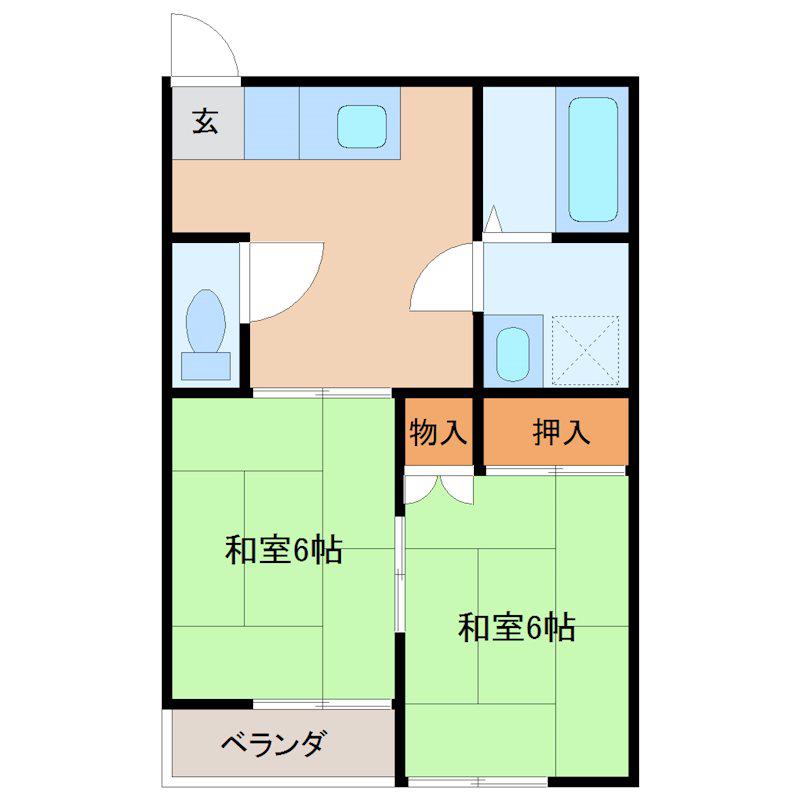 メゾンルーチェII(2DK/2階)の間取り写真