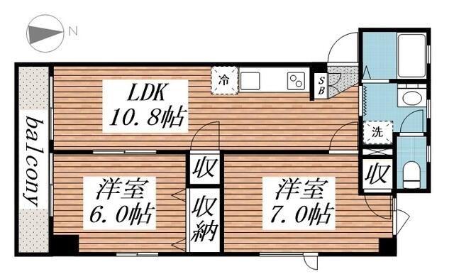 小川マンション(2LDK/2階)の間取り写真