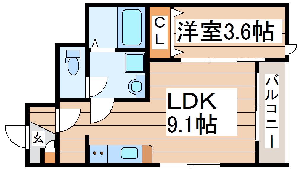 イーストブルーサンロクA棟(1LDK/1階)の間取り写真