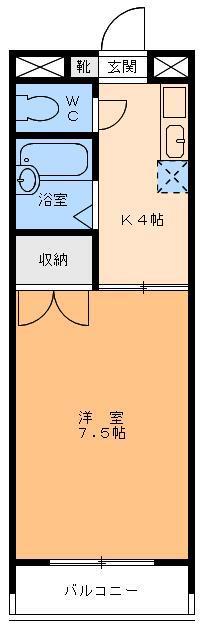 アメニティー味酒(1K/1階)の間取り写真