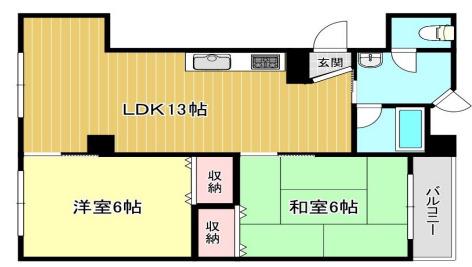 ヌーヴォ和泉(2LDK/3階)の間取り写真