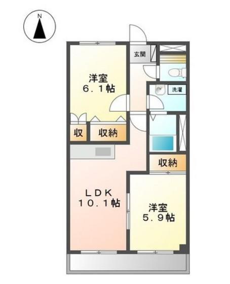 ベルグランデ高柳(2LDK/1階)の間取り写真