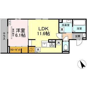 DーROOM すいせん通(1LDK/1階)の間取り写真