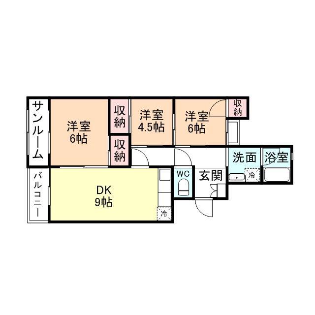 アスリートII(3DK/3階)の間取り写真