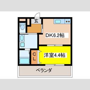 RICHESSE 一条通(1DK/3階)の間取り写真