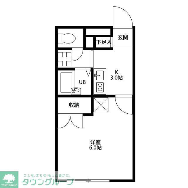 アンプルールブワ武蔵中原(1K/2階)の間取り写真