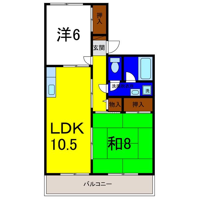 セジュール濱田II(2LDK/2階)の間取り写真