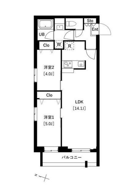 タスキプライムテラス中村橋(2LDK/4階)の間取り写真