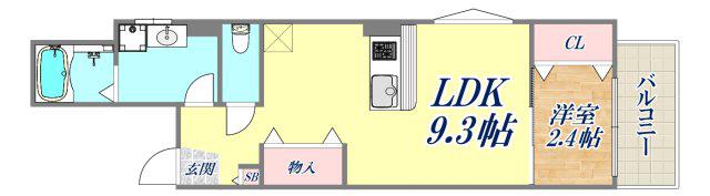 リアフラッツ上ヶ原(1LDK/1階)の間取り写真