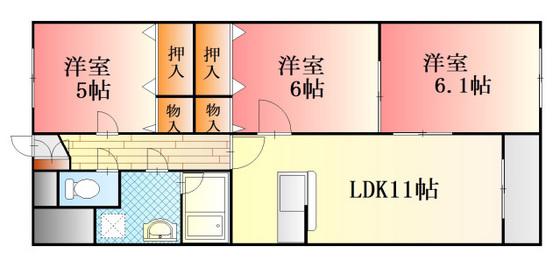 メゾンTAKEDA(3LDK/2階)の間取り写真