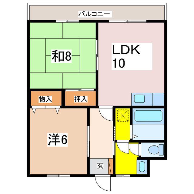 ハイツ安曇野5(2LDK/2階)の間取り写真