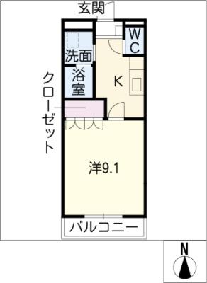 ハッピーハイツ(1K/1階)の間取り写真