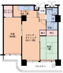 UR 武庫川2(2LDK/5階)の間取り写真