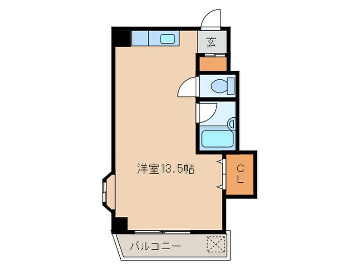 エスポワール城西(ワンルーム/2階)の間取り写真