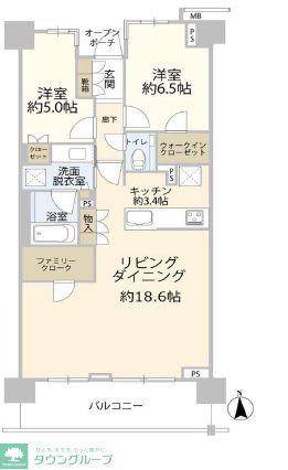 プラウド南浦和神明(2LDK/5階)の間取り写真