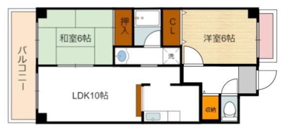 セルフィーユコート東館(2LDK/6階)の間取り写真