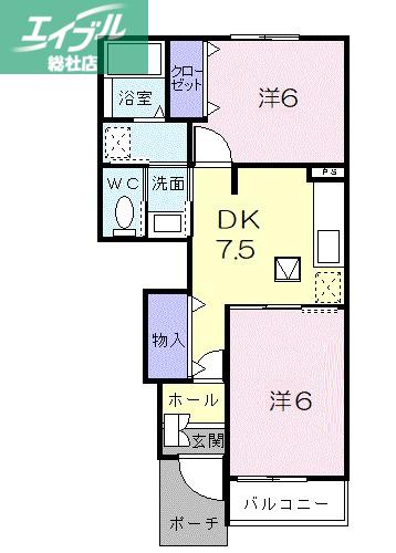 ビッグベア-A(2DK/1階)の間取り写真
