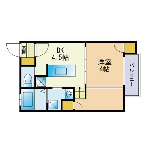 コンフォール石坂(1DK/2階)の間取り写真