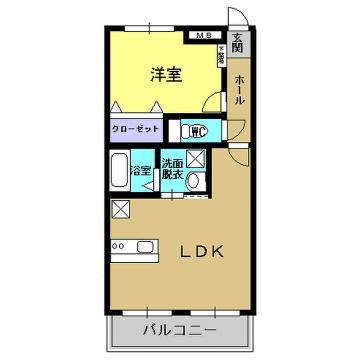 アスカーサ(1LDK/3階)の間取り写真