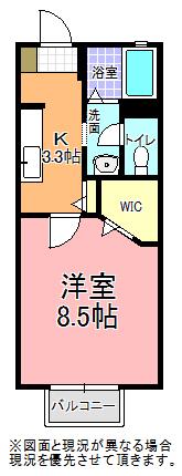 シティハイムWING田彦A(1K/2階)の間取り写真