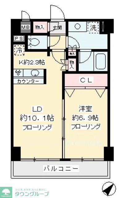 リッツ喜多見(1LDK/1階)の間取り写真