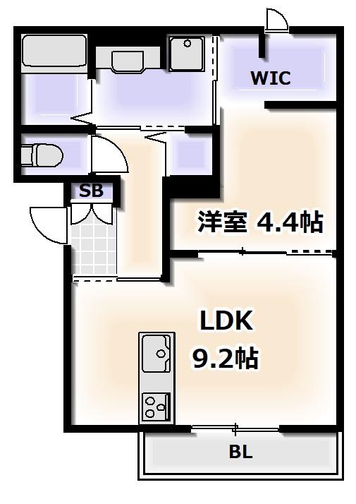 ラルーチェ(1LDK/2階)の間取り写真