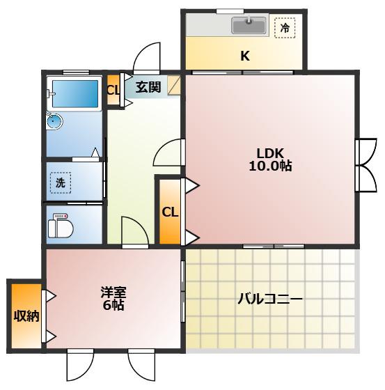 トーコーハイム(1LDK/3階)の間取り写真