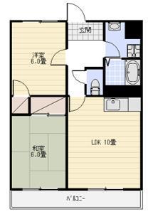 ヴィーブル宮の森 南棟(2LDK/2階)の間取り写真